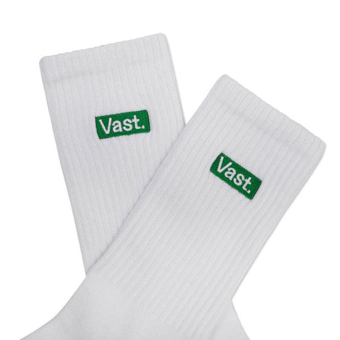 VAST 海藻綠撞色 復古中筒襪