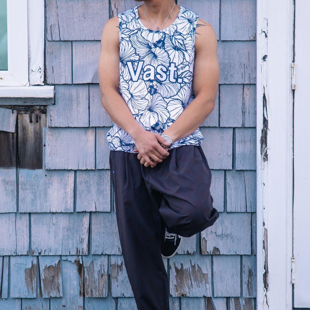 VAST 經典木槿花防曬機能衝浪背心 - 藍