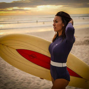 Saint Jacques 3/2mm Jade 女半身前拉鍊式長袖短褲衝浪防寒衣 - 靛藍