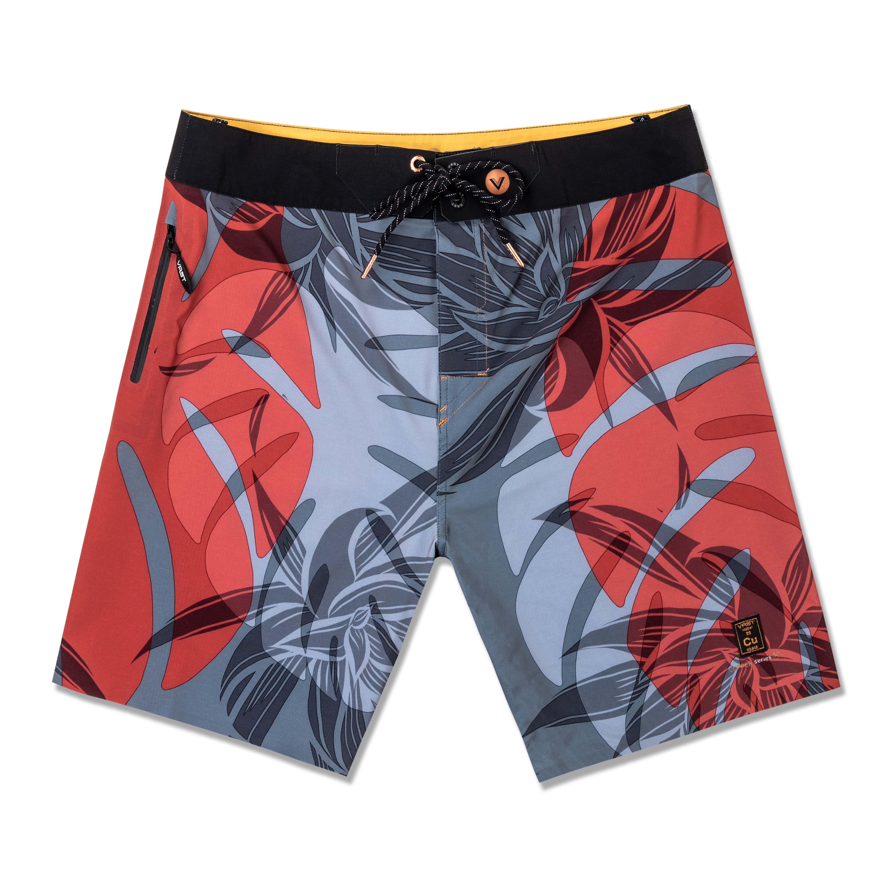 VAST Jungle Leaves 銅系列機能衝浪褲巧妙融合低調熱帶風格與鮮明對比色彩，展現內斂與張揚並存的設計。