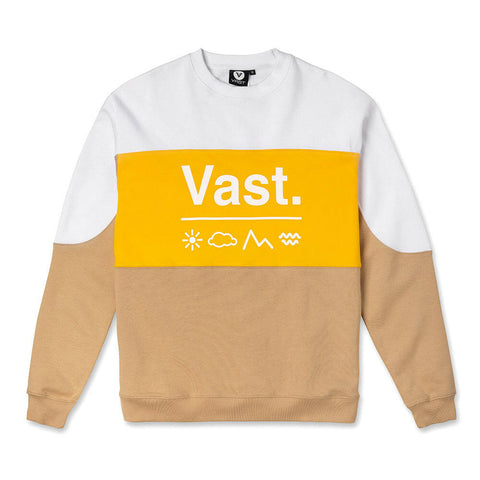 Vast Color Block Crewneck - Yellow/Tan