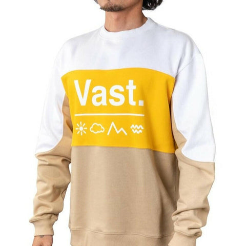 Vast Color Block Crewneck - Yellow/Tan