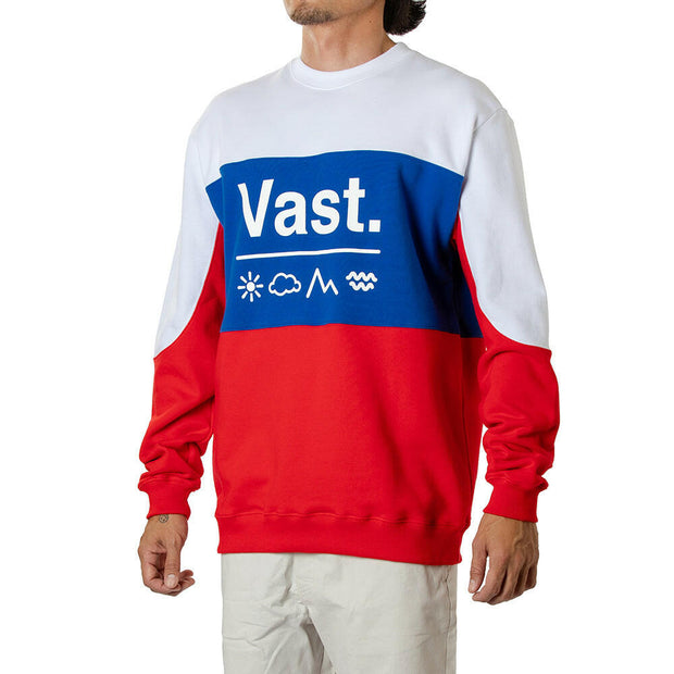 Vast Color Block Crewneck - Blue/Red