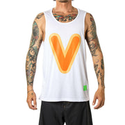 Vast Bubble "V" Tank Top - White