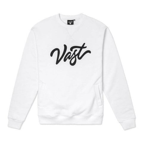 Vast Chenille Script Crewneck Shirt - White