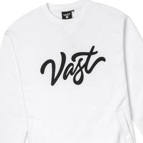 Vast Chenille Script Crewneck Shirt - White