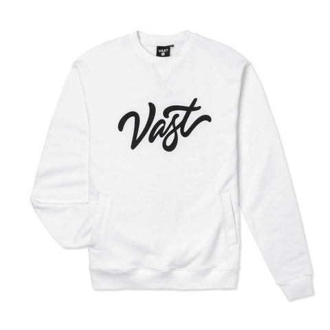 Vast Chenille Script Crewneck Shirt - White