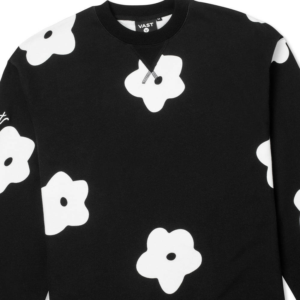 VAST 櫻花圖騰長袖大學T 黑