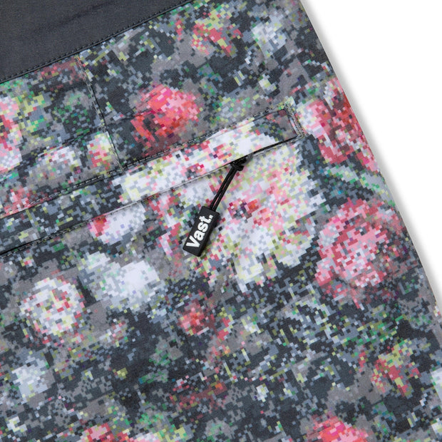 VAST Digi Floral Classic Boardshorts-Black 復古短版衝浪褲