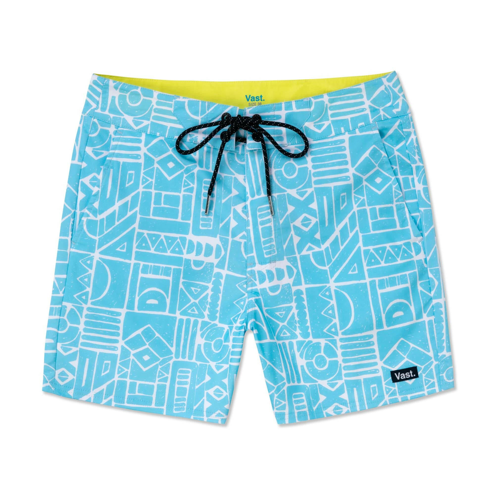 VAST 非洲幾何圖騰復古短版衝浪褲以幾何部落太空圖案覆蓋為特色。