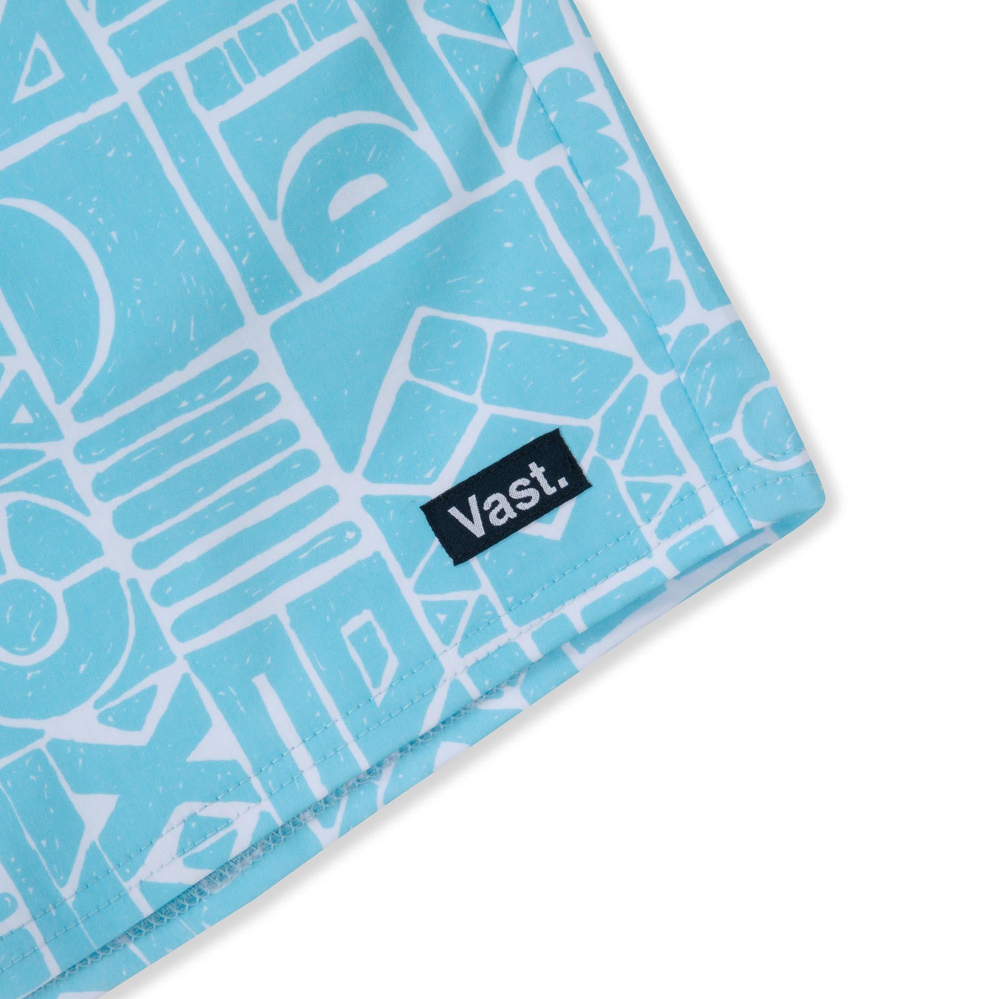 VAST 非洲幾何圖騰復古短版衝浪褲- 天空藍