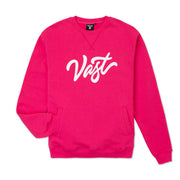 Vast Chenille Script Crewneck Sweatshirt - Vintage Fuchsia