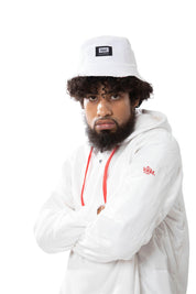 VAST 圖騰連帽長袖大學T 白