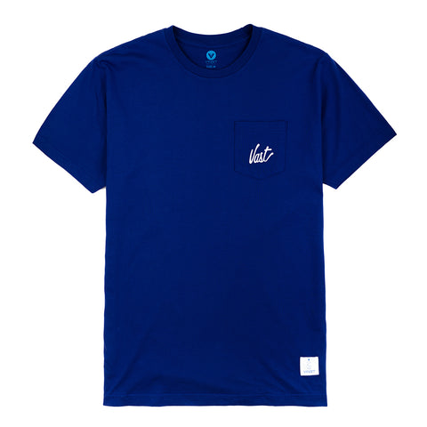 VAST Pocket Script Washed Tee - Blue 短袖T恤