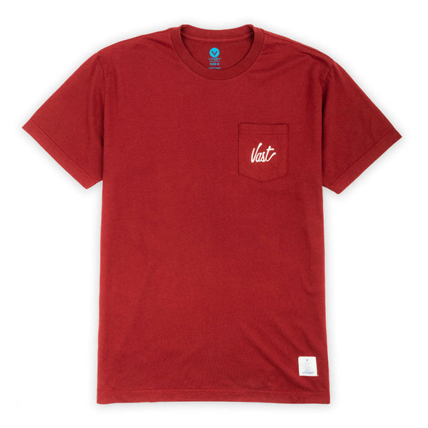 VAST Pocket Script Washed Tee - Red 短袖T恤