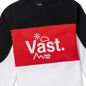 VAST Color Block 長袖大學T - 紅色