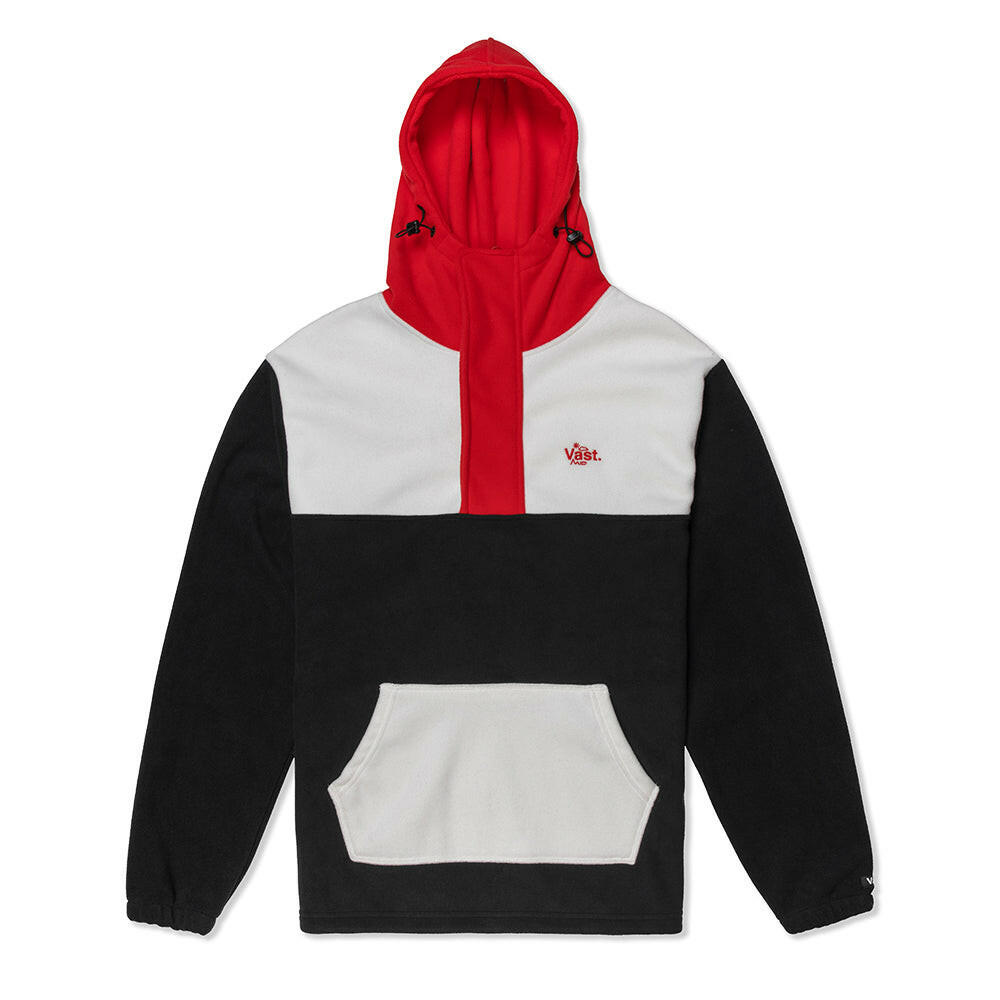 目前最保暖的外套款式，採用撞色拼接設計，結合高毛絨 Polar Fleece 裡布，帽子與身體內層皆柔軟蓄熱，讓你在寒冷天氣中依然舒適。