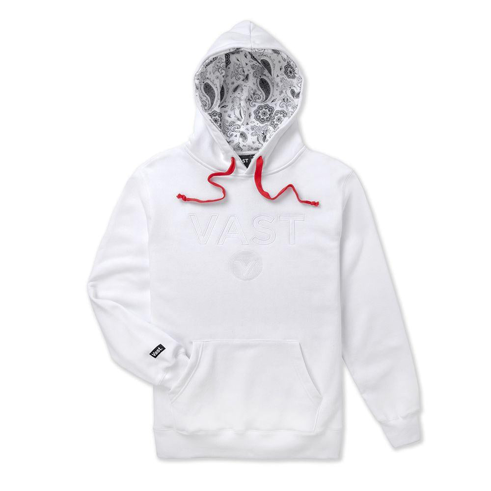 VAST 圖騰連帽長袖大學T 白