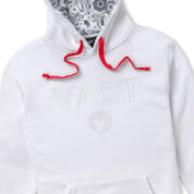 VAST 圖騰連帽長袖大學T 白