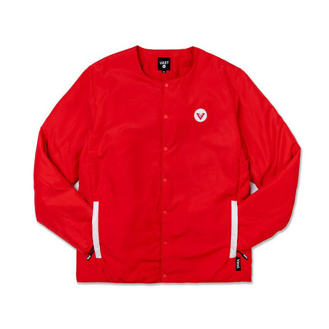 Vast No Collar Puffy Jacket - Red