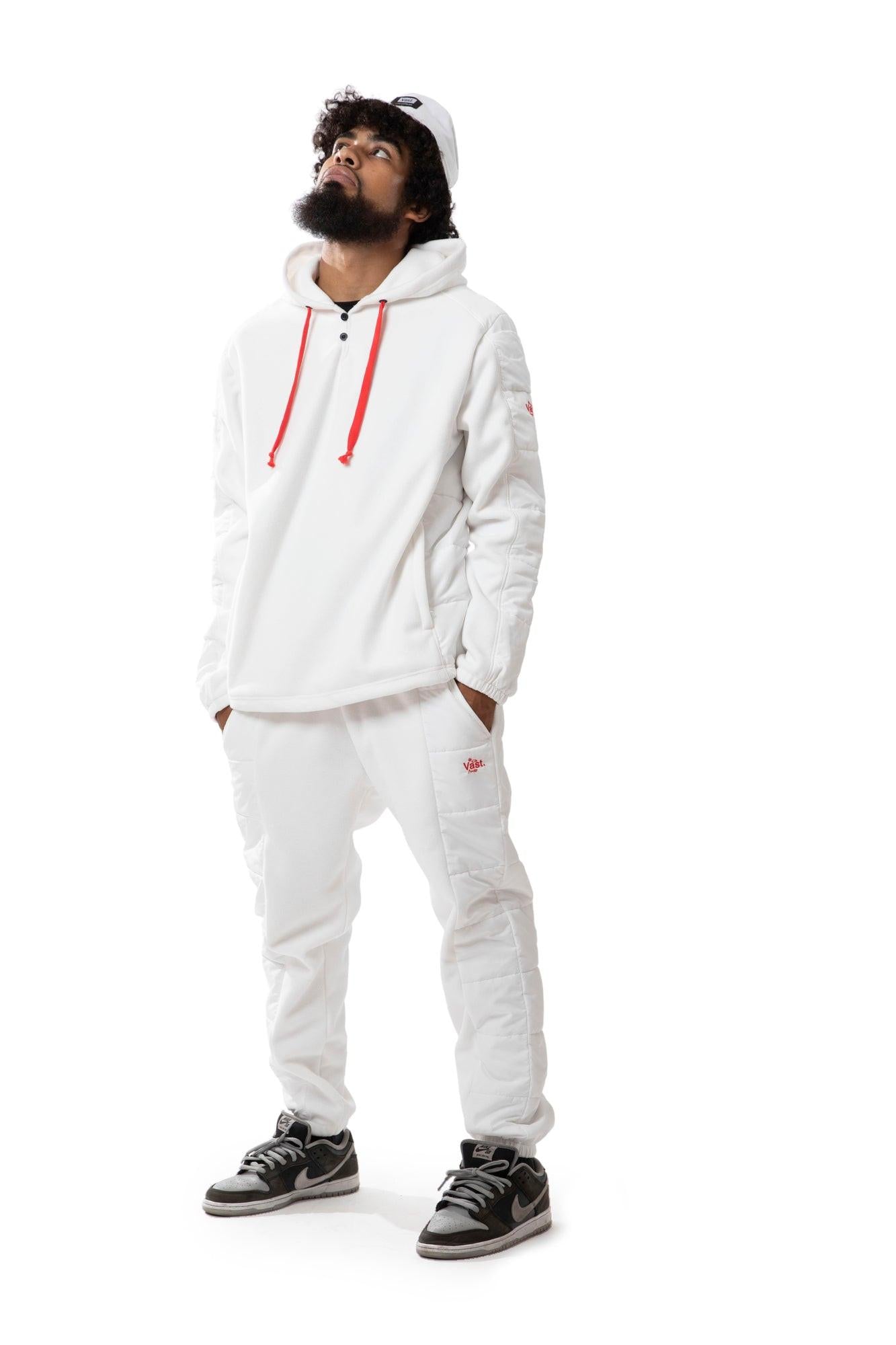 VAST 圖騰連帽長袖大學T 白