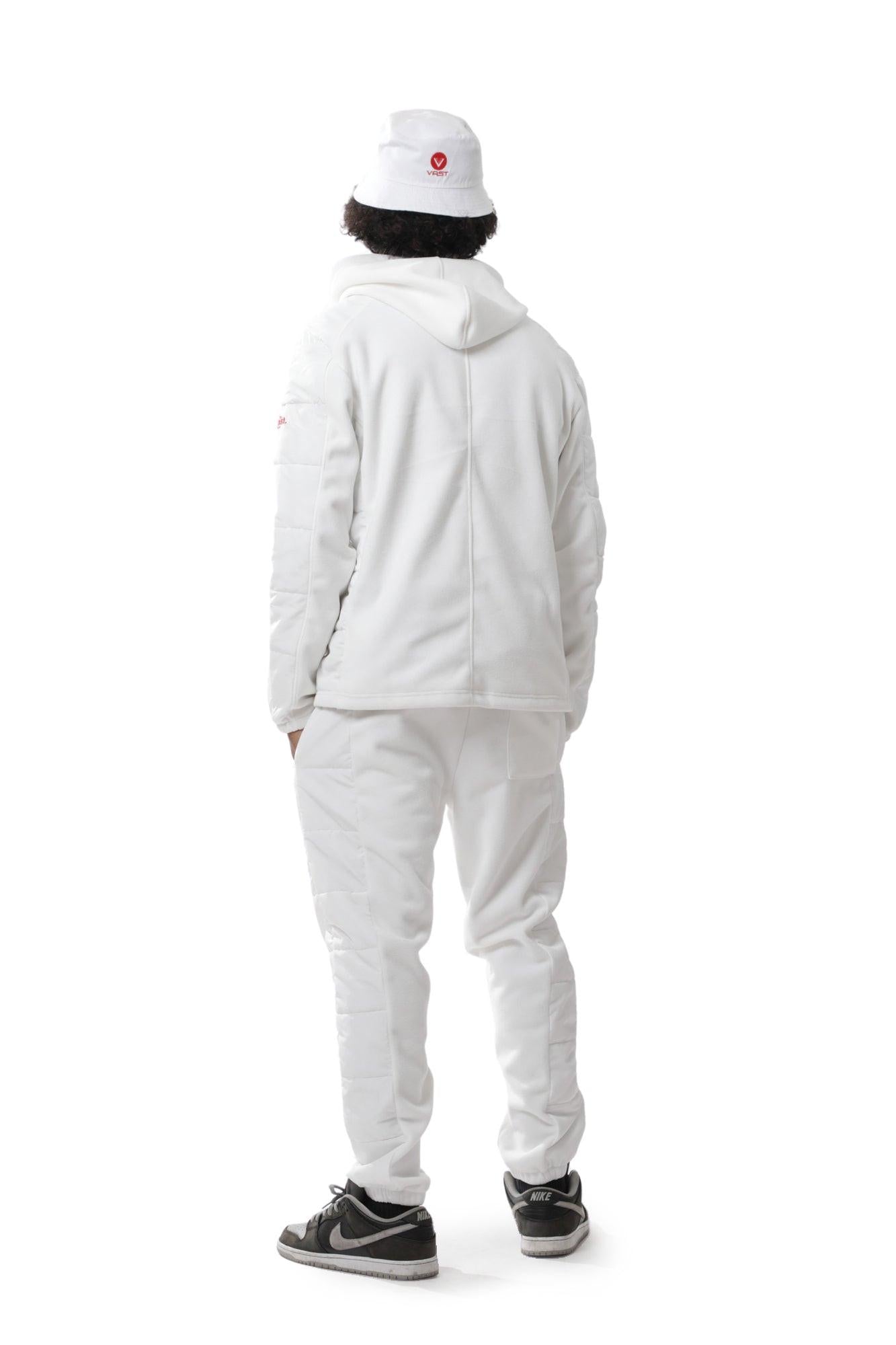 VAST 圖騰連帽長袖大學T 白