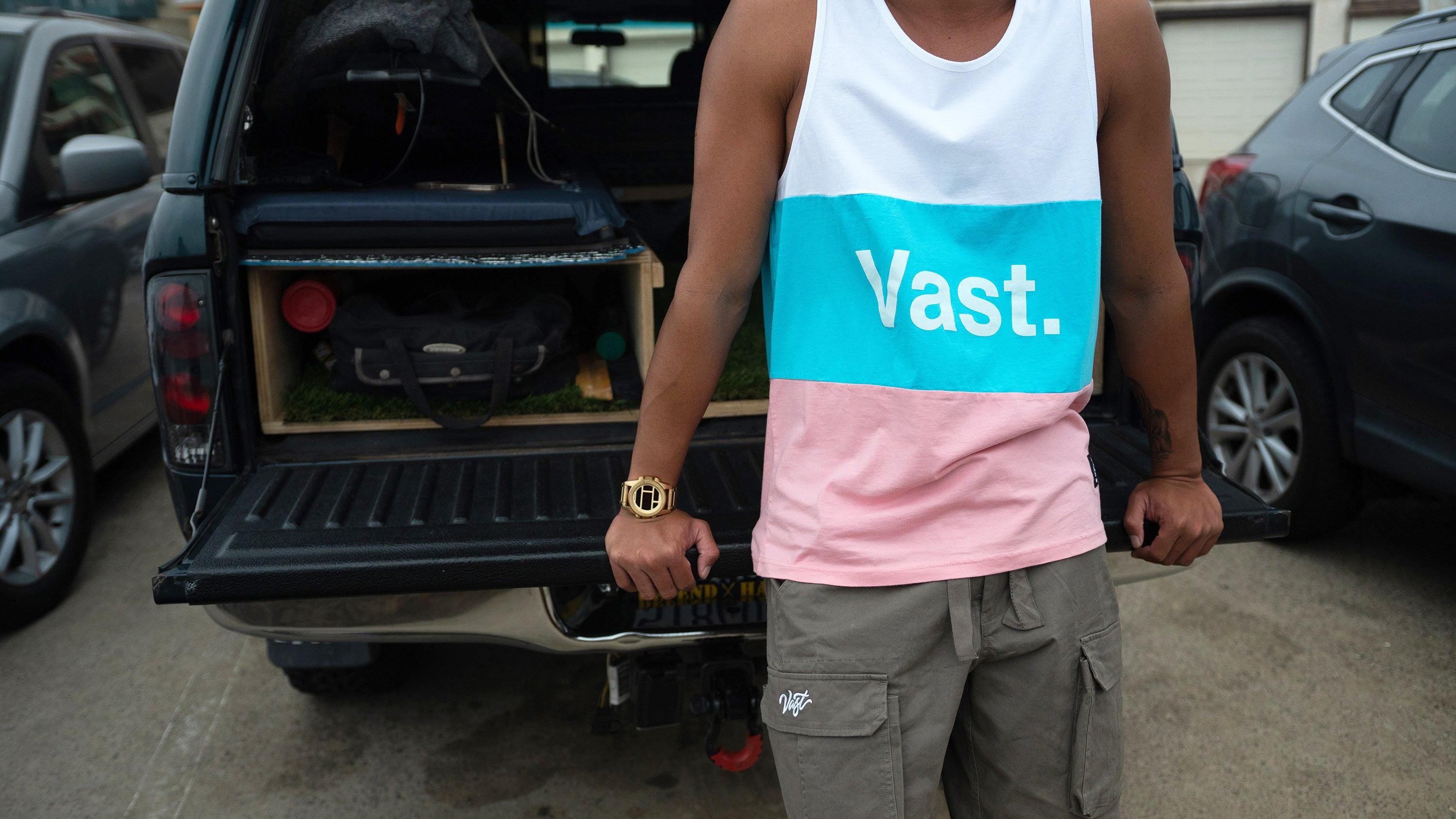 VAST 拼色系列坦克背心 水藍/粉