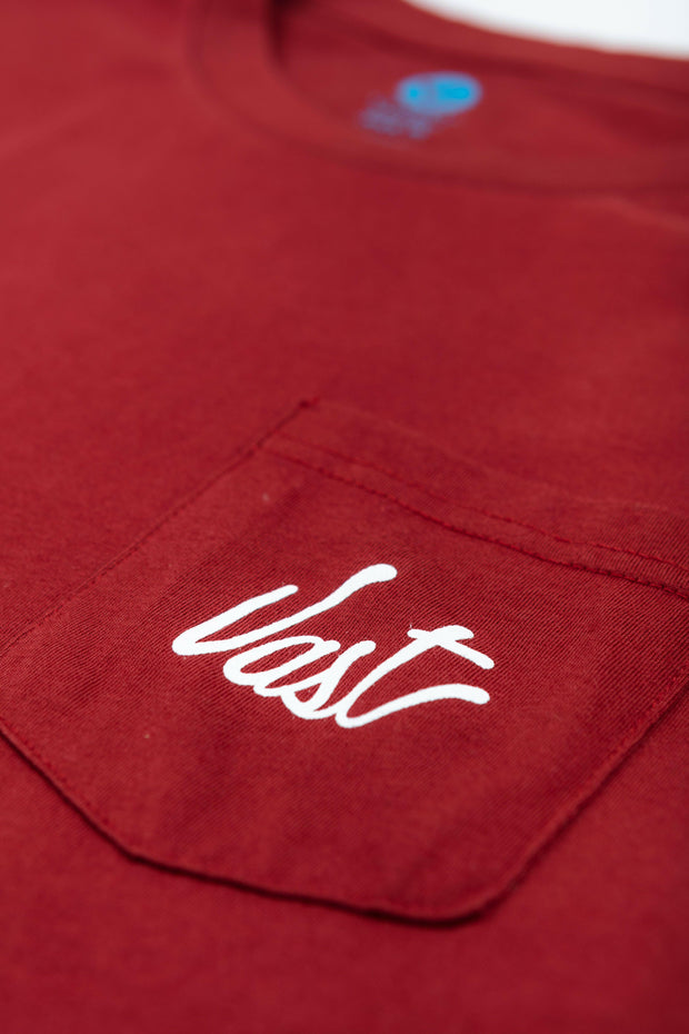 VAST Pocket Script Washed Tee - Red 短袖T恤