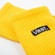 VAST 簡約亮黃 復古中筒襪