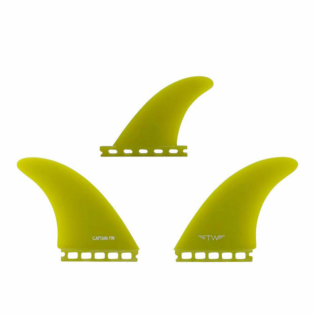 CAPTAIN FIN Tyler Warren Twin + Trailer Fiberglass  (Single tab) Yellow 衝浪短板舵